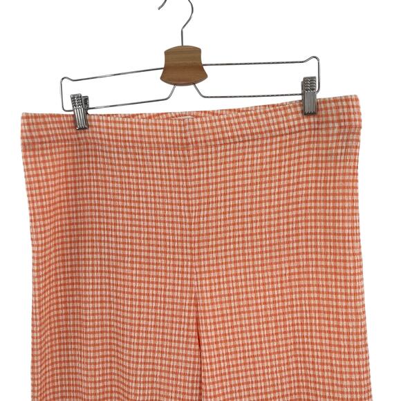 Aritzia Wilfred Verona Pant Seersucker Pull-On Gingham Orange Size XL - Picture 3 of 11